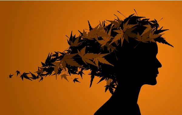 Herbst florale Mädchen Silhouette — Stockvektor