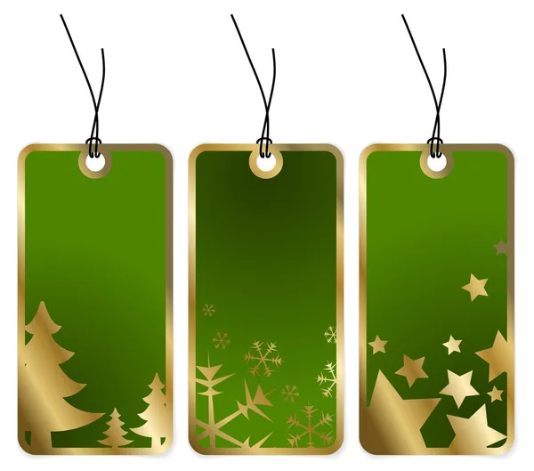 Зеленые рождественские ярлычки — стоковый вектор