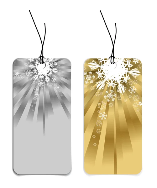 Étiquettes de Noël avec flocons de neige — Image vectorielle