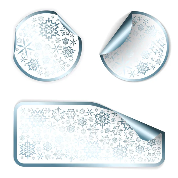 Etiquetas y pegatinas blancas de Navidad con borde cromado — Archivo Imágenes Vectoriales