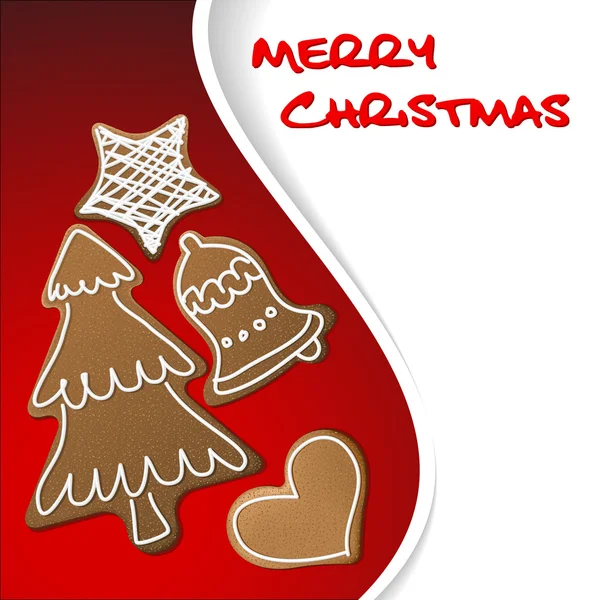 Gingerbreads 付きのクリスマス カード — ストックベクタ