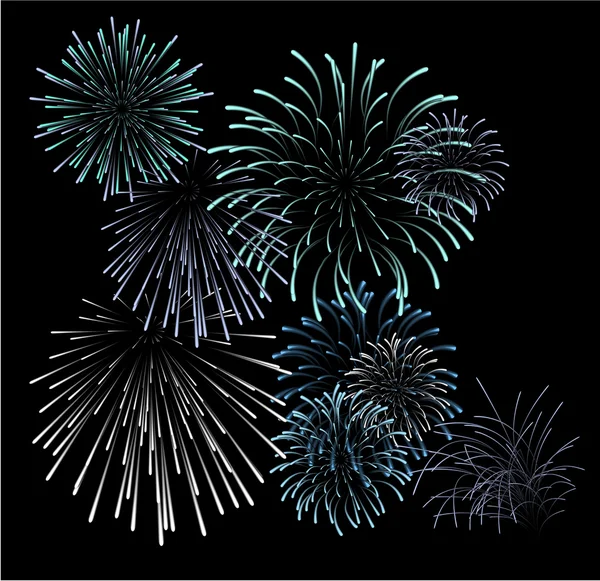 stock vector Set of blue fireworks illustrations