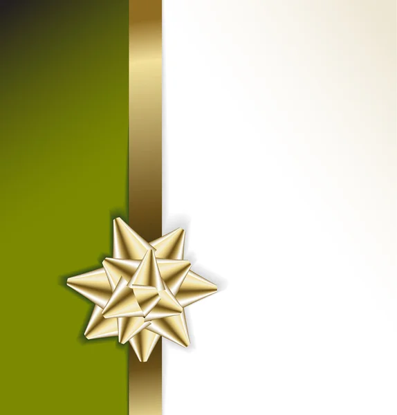 Gouden boog op een lint met groene achtergrond — Stockvector