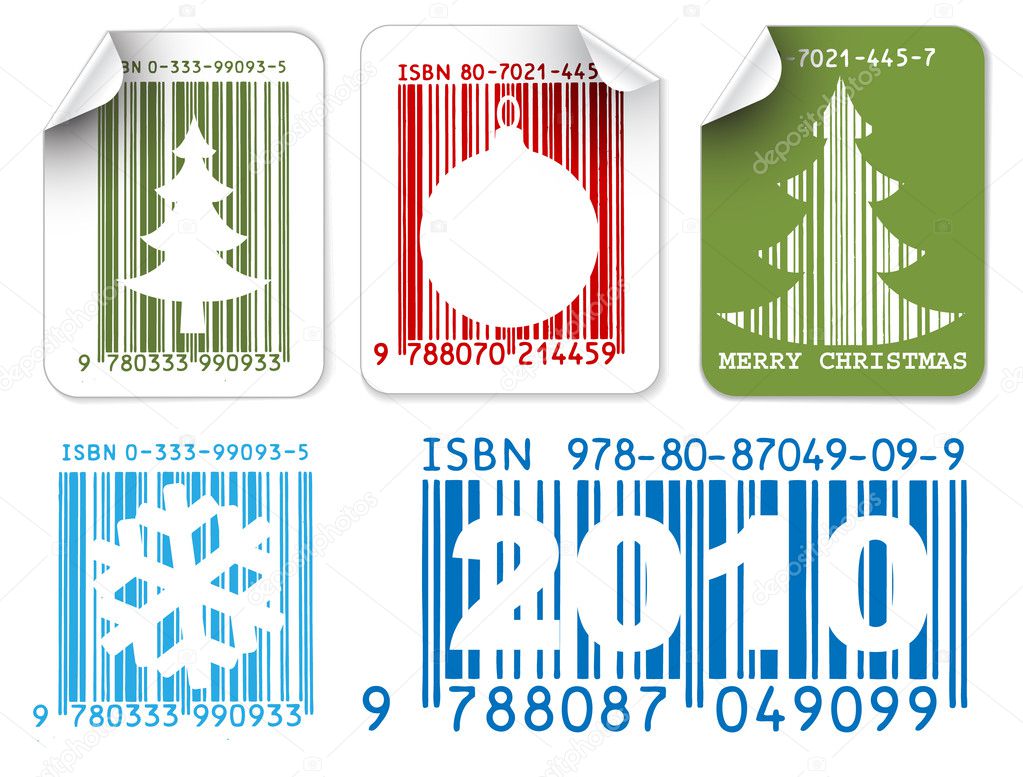 Labels with Christmas bar codes