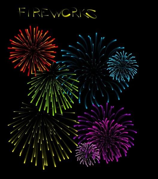 Set of fireworks illustrations — Stock Vector