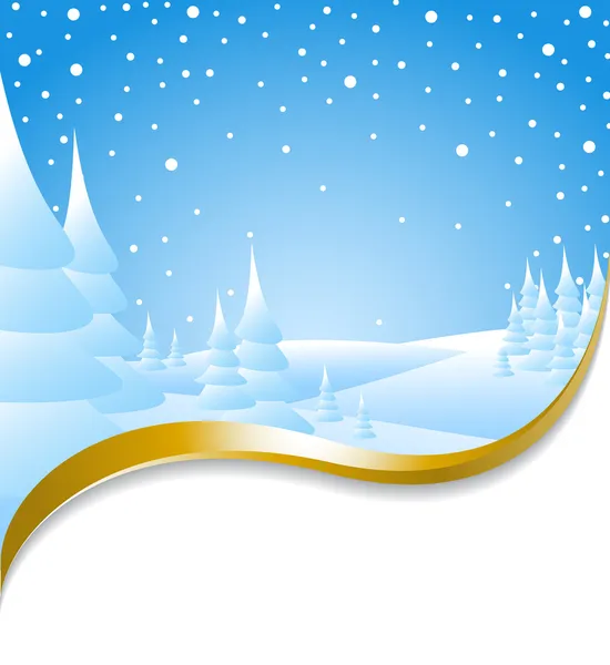 Julkort med snöiga landskap — Stock vektor