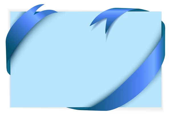 Ruban bleu autour du papier blanc bleu clair — Image vectorielle