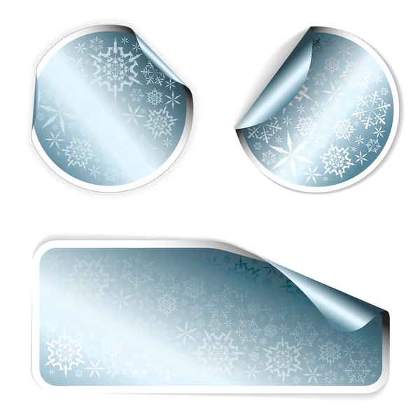 Étiquettes et autocollants métalliques hiver — Image vectorielle
