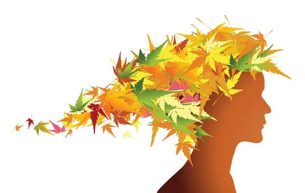 Podzimní květinová dívka silueta — Stockový vektor