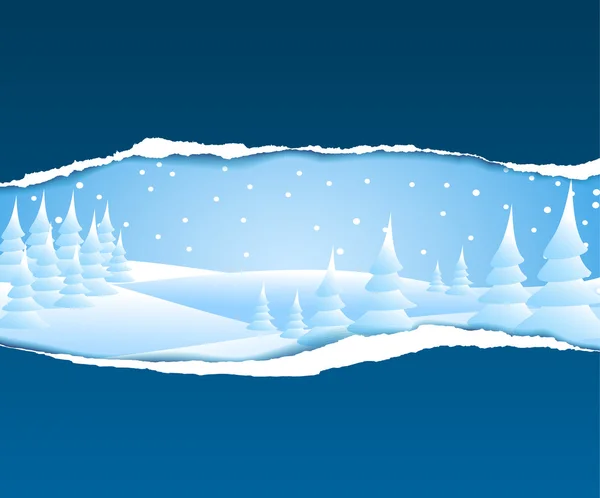 Weihnachtskarte mit verschneiter Landschaft — Stockvektor