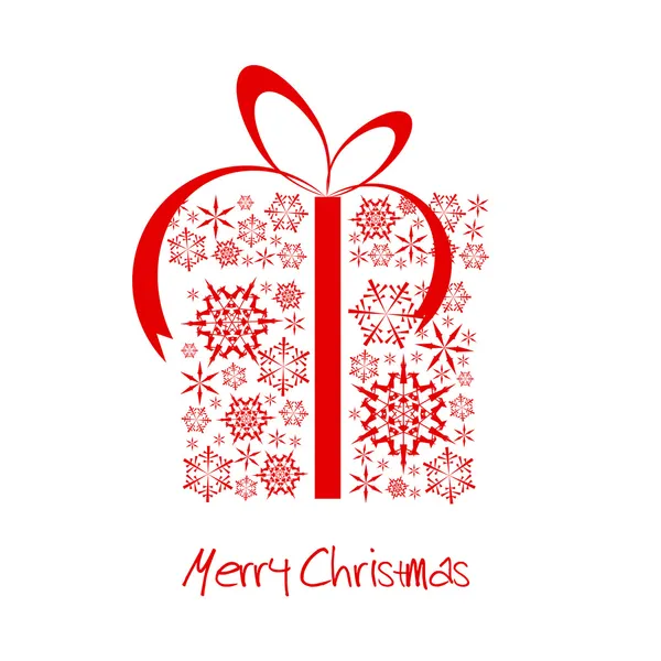 Coffret cadeau de Noël en flocons de neige rouges — Image vectorielle