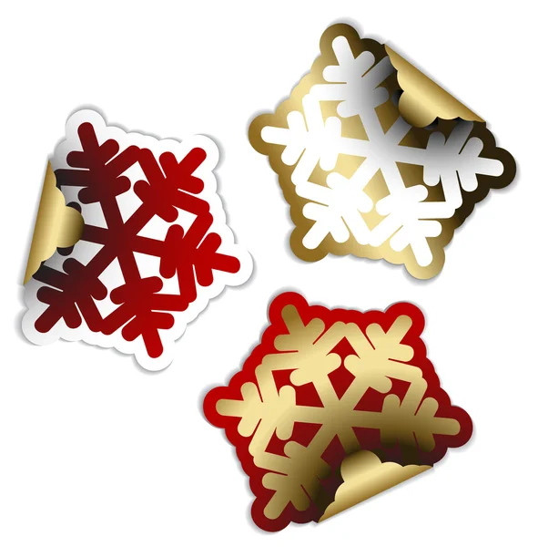 Snow flakes as labels and stickers — Stock Vector