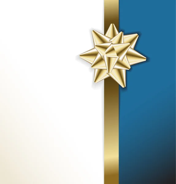 Carte avec arc doré sur un ruban — Image vectorielle