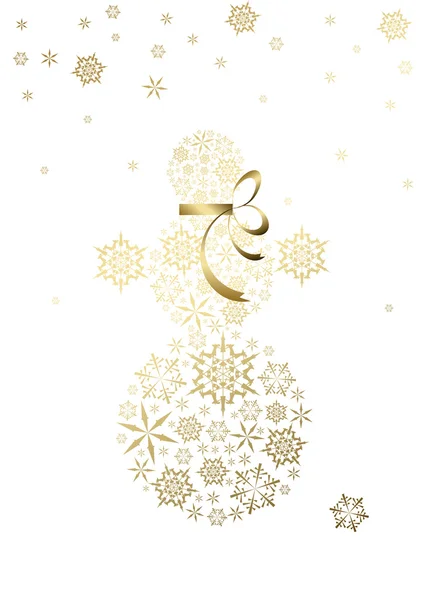 Bonhomme de neige fait de flocons de neige dorés — Image vectorielle