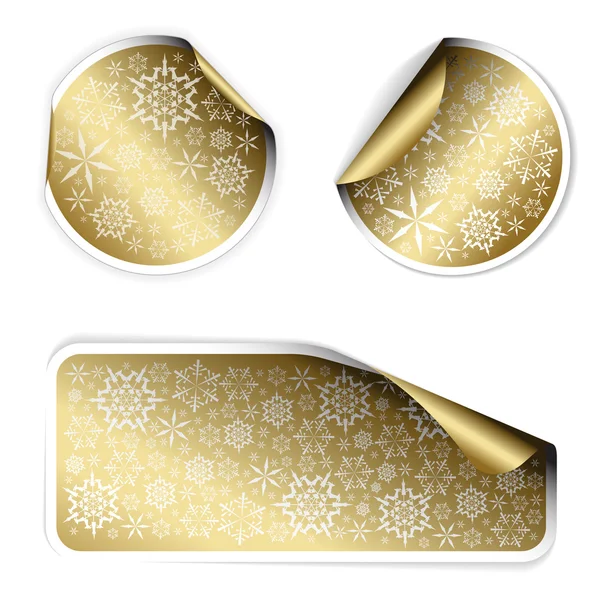 Étiquettes et autocollants de Noël dorés — Image vectorielle
