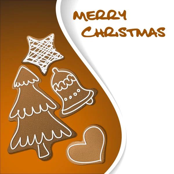 Weihnachtskarte - Lebkuchen mit weißem Zuckerguss — Stockvektor