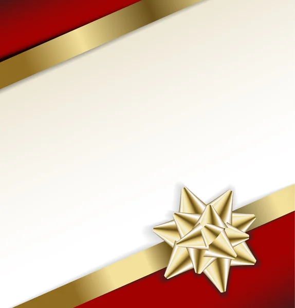 Lazo dorado sobre una cinta con fondo blanco y rojo — Vector de stock