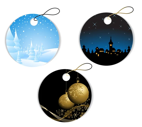 Round Christmas and winter tags — Stock Vector
