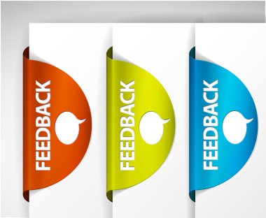 Vector Feedback, Share and Contact Labels clipart