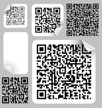 Set of labels with qr codes clipart