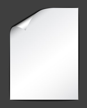 Sheet of white paper on dark background clipart