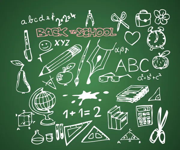 Zurück zur Schule - eine Reihe von Schulkritzelvektorillustrationen — Stockvektor