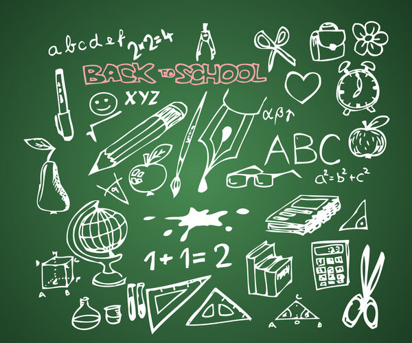 Back to school - set of school doodle vector illustrations