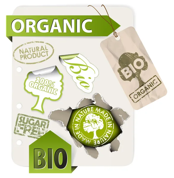 Conjunto de bio, eco, elementos orgânicos — Vetor de Stock