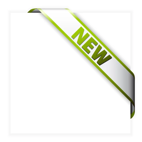New white corner ribbon with green border — Stock Vector