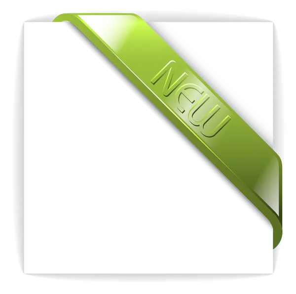 Nueva cinta de esquina verde vidriosa — Vector de stock