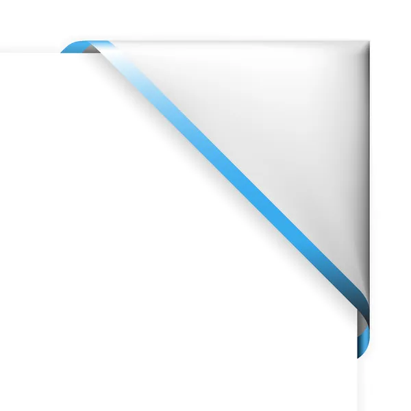 Ruban d'angle blanc avec bordure mince bleue — Image vectorielle