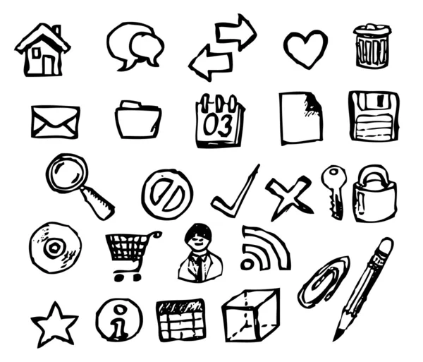 Conjunto de iconos de ordenador doodle — Vector de stock