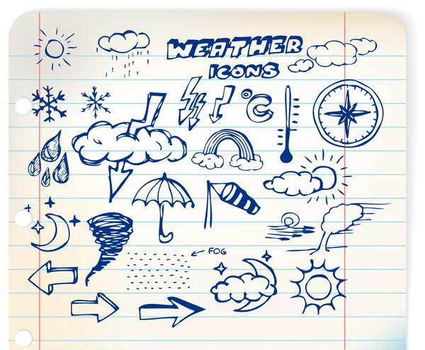 组的 grunge 天气手绘图图标 — 图库矢量图片