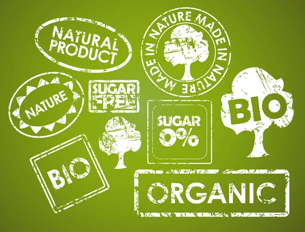Набор штампов для органических продуктов питания — стоковый вектор