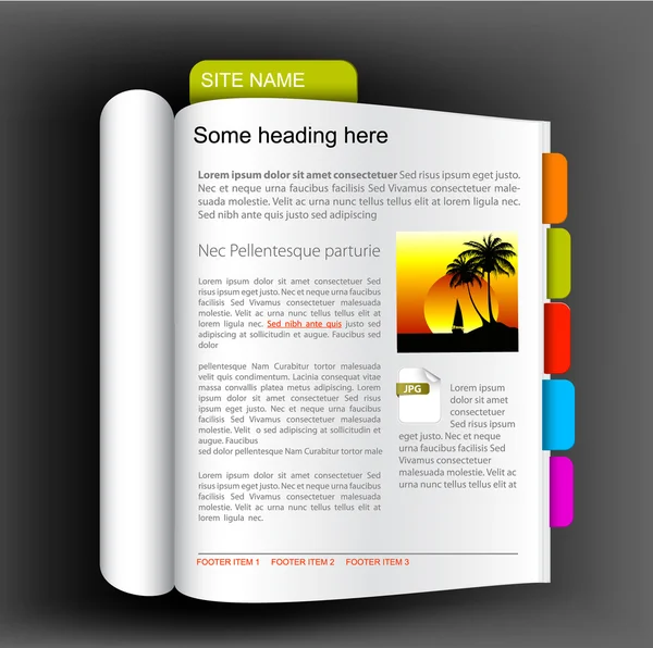 Πρότυπο τοποθεσίας Web - ανοιχτό βιβλίο — Διανυσματικό Αρχείο