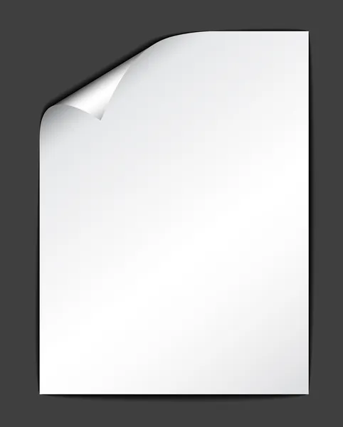 Feuille de papier blanc sur fond sombre — Image vectorielle