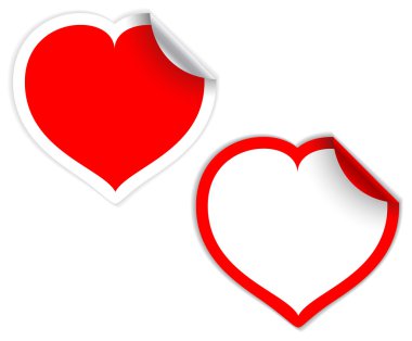 Red heart labels clipart