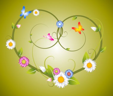 Spring floral heart made from flowers clipart