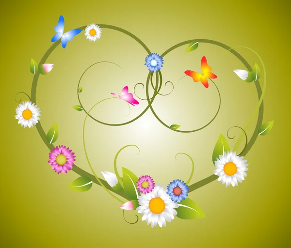 Printemps coeur floral fabriqué à partir de fleurs — Image vectorielle