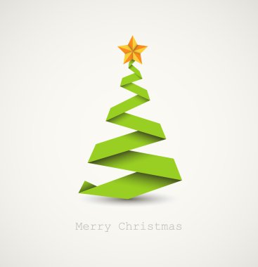 Simple vector christmas tree made from paper stripe clipart