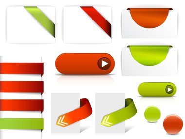 Red and green vector elements for web pages clipart