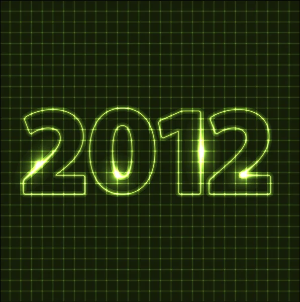 Vektor-Neujahrskarte 2012 - grüne Neonzahlen — Stockvektor
