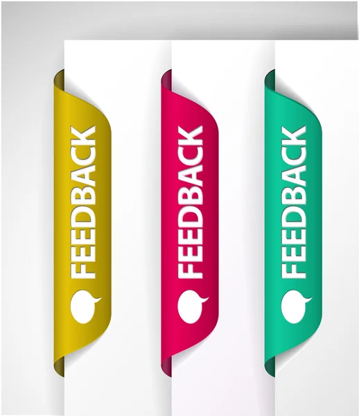 Etichette di feedback vettoriali - Adesivi sul bordo della pagina (web) — Vettoriale Stock