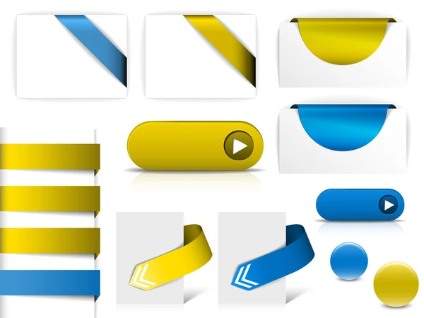 Web ページに青と黄色のベクトル要素 — ストックベクタ
