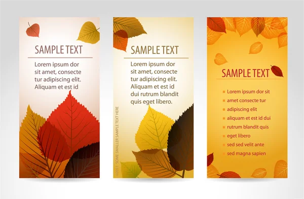 Bannières verticales vectorielles d'automne naturelles fraîches avec feuilles — Image vectorielle