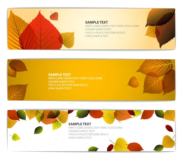 新鲜天然秋天矢量水平横额与枫叶 — 图库矢量图片