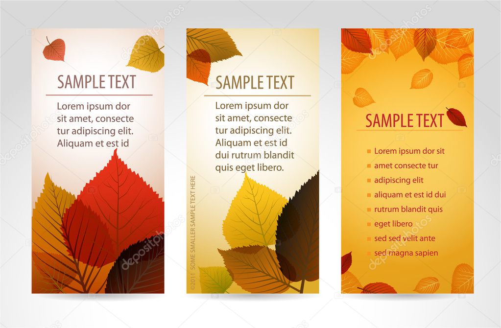 Fresh natural fall vector vertical banners with leafs