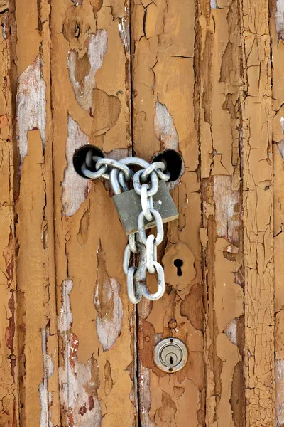 Zużyty detal drzwi drewniane — Zdjęcie stockowe