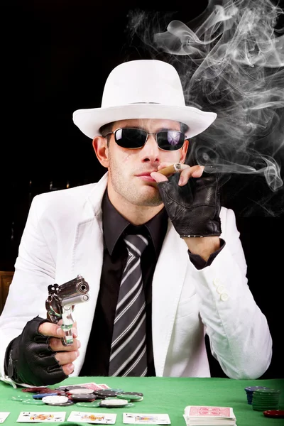 Gangster terno branco — Fotografia de Stock