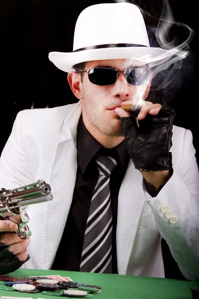 Vit kostym gangster — Stockfoto